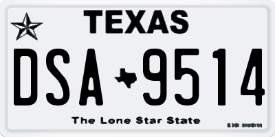 TX license plate DSA9514