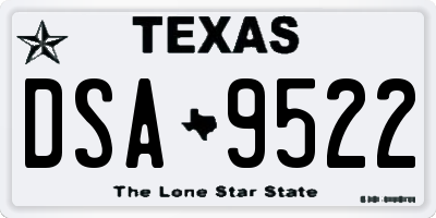 TX license plate DSA9522