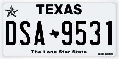 TX license plate DSA9531