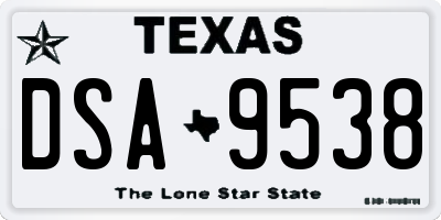 TX license plate DSA9538