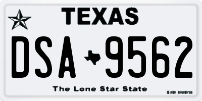 TX license plate DSA9562