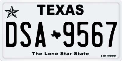 TX license plate DSA9567
