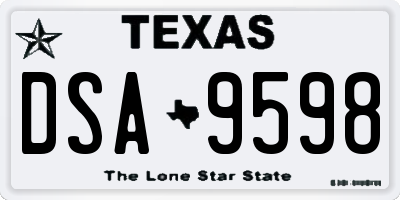 TX license plate DSA9598