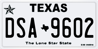 TX license plate DSA9602