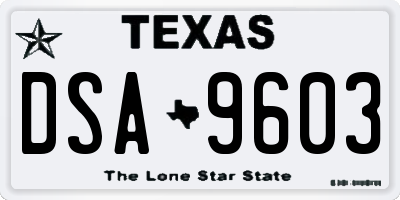 TX license plate DSA9603
