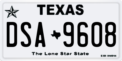 TX license plate DSA9608