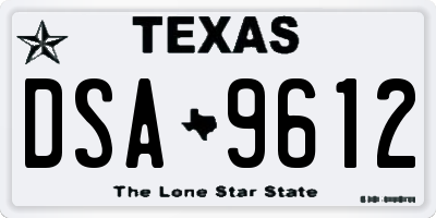 TX license plate DSA9612