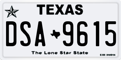TX license plate DSA9615