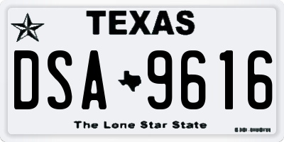 TX license plate DSA9616