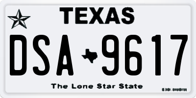 TX license plate DSA9617