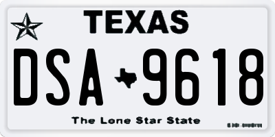 TX license plate DSA9618