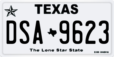 TX license plate DSA9623
