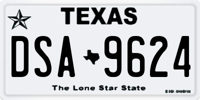 TX license plate DSA9624