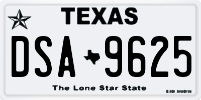 TX license plate DSA9625