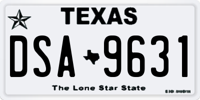 TX license plate DSA9631