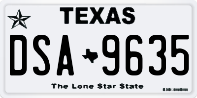 TX license plate DSA9635