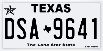 TX license plate DSA9641