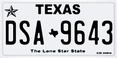 TX license plate DSA9643