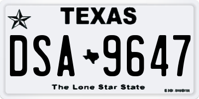 TX license plate DSA9647