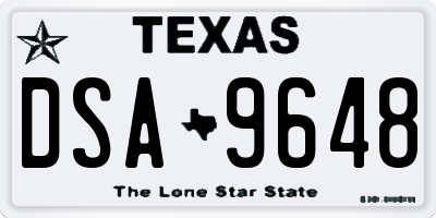 TX license plate DSA9648