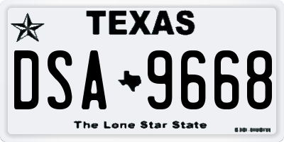 TX license plate DSA9668