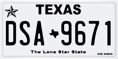 TX license plate DSA9671