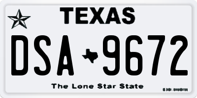 TX license plate DSA9672