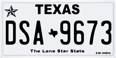 TX license plate DSA9673