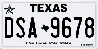 TX license plate DSA9678