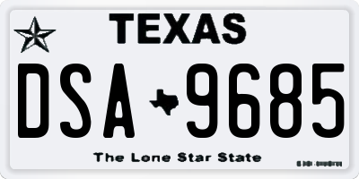 TX license plate DSA9685