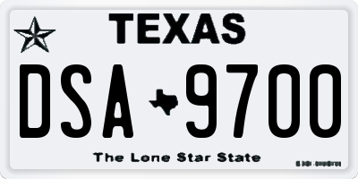TX license plate DSA9700