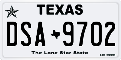 TX license plate DSA9702