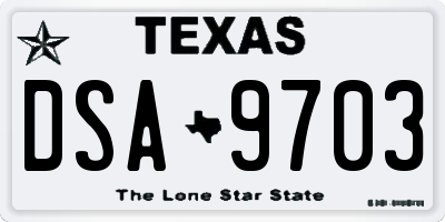 TX license plate DSA9703