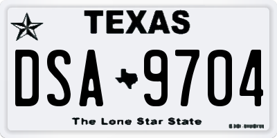 TX license plate DSA9704