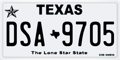 TX license plate DSA9705
