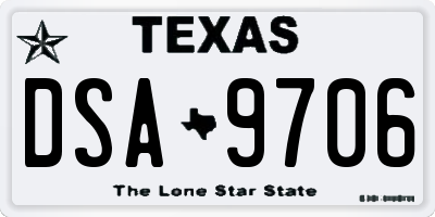 TX license plate DSA9706