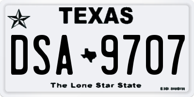 TX license plate DSA9707