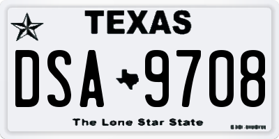 TX license plate DSA9708