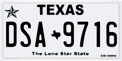 TX license plate DSA9716