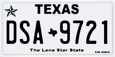 TX license plate DSA9721