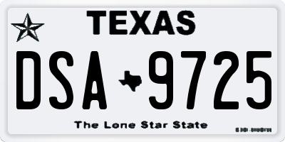 TX license plate DSA9725