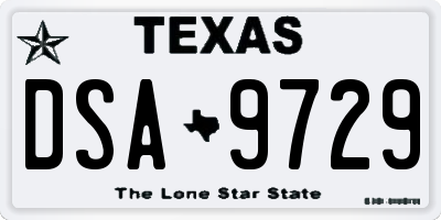 TX license plate DSA9729