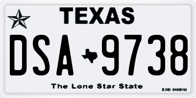 TX license plate DSA9738