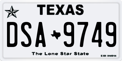 TX license plate DSA9749