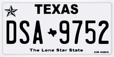 TX license plate DSA9752