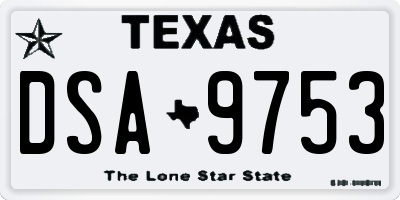 TX license plate DSA9753