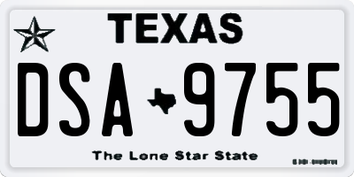 TX license plate DSA9755