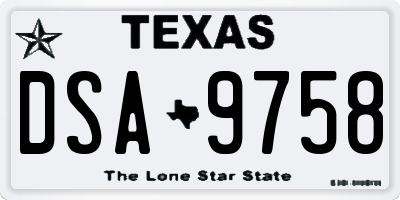 TX license plate DSA9758