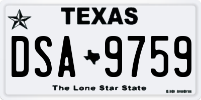 TX license plate DSA9759