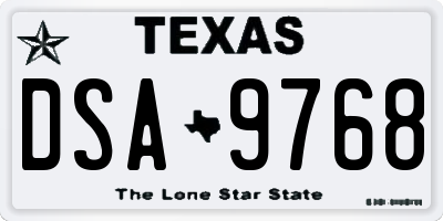 TX license plate DSA9768
